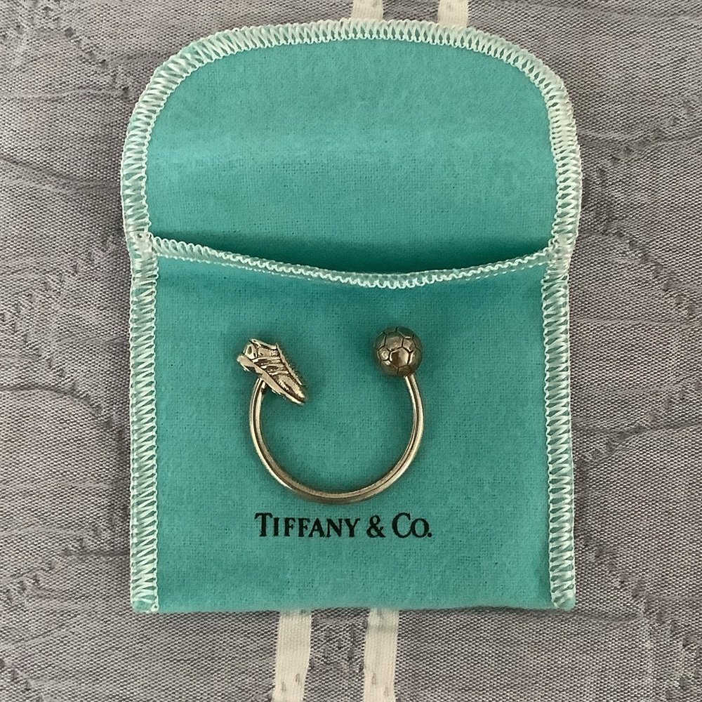 Tiffany & Co. Silver Soccer Ball and Shoe Key Ring